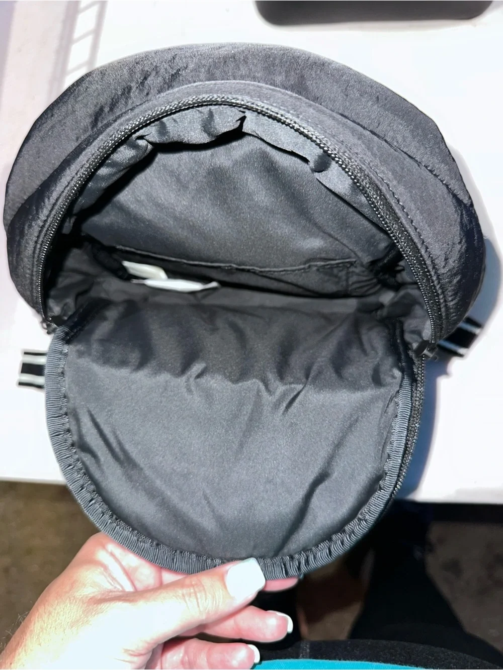 PINK Victoria's Secret Black Convertible Mini Backpack with Striped Straps